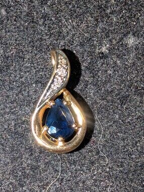 14k Gold Sapphire And Diamond Pendant